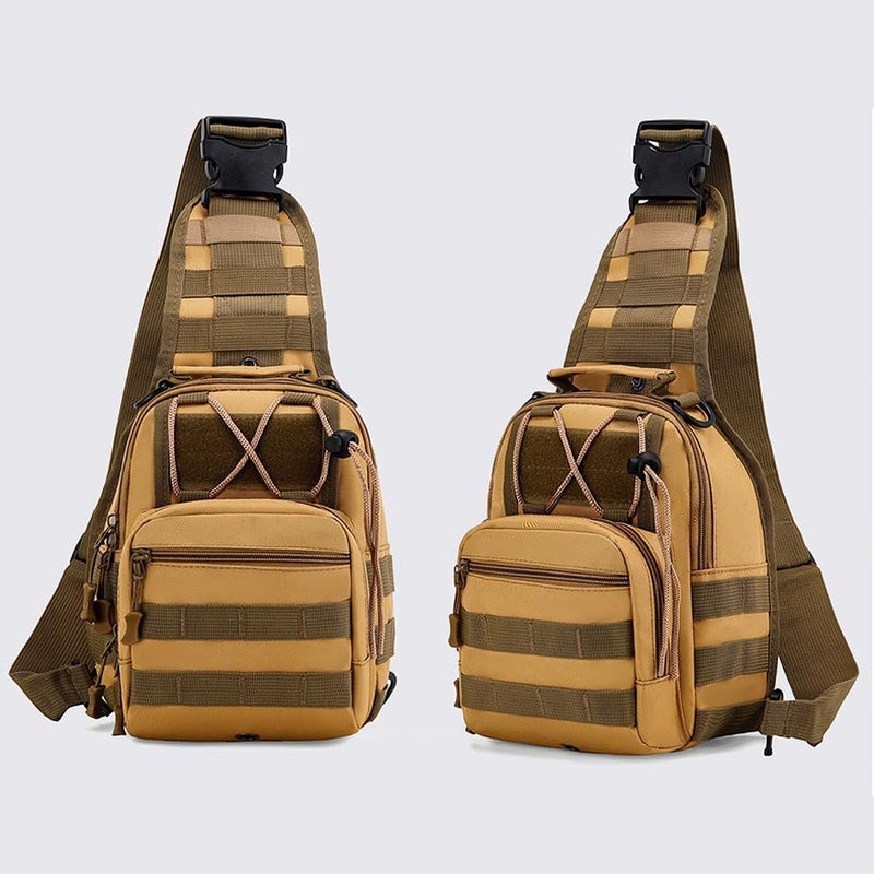 Viriber Tactical Backpack, Waterproof Military Cross-body Molle Sling Shoulder Backpack Chest Bag for Outdoor Every Day Carry Khaki - Image 1